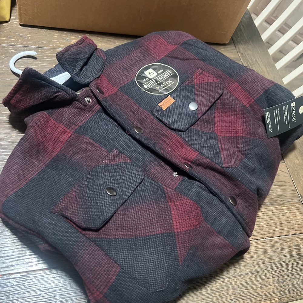 Matix Black & Burgundy Plaid Shirt Jacket